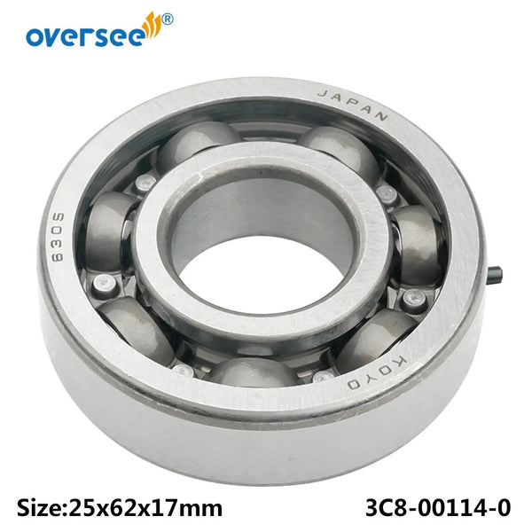 9603-3-6305 Ball Bearing For Tohatsu Outboard Motor 2 Stroke  9.9HP 15HP 18HP Crankshaft Size 25x62x17; 3C8-00114-0，3C8-00114