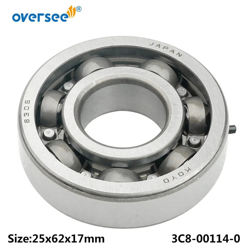 9603-3-6305 Ball Bearing For Tohatsu Outboard Motor 2 Stroke  9.9HP 15HP 18HP Crankshaft Size 25x62x17; 3C8-00114-0，3C8-00114