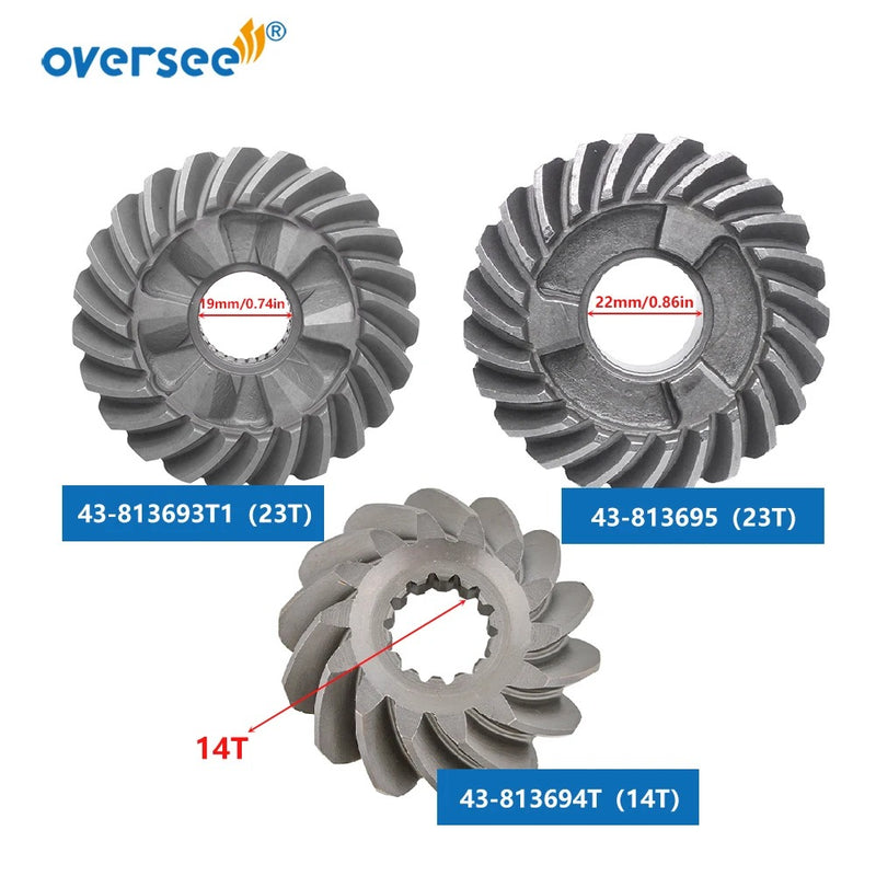 Oversee Marine 813693 Kit de engranajes hacia adelante 43-813693T; Piñón 813694T; Reemplazo inverso 813695T para motor fueraborda Mercury Mercruiser 50HP 55HP 60HP