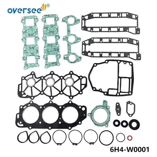Oversee Marine 6H4-W0001-01 Kit de juntas de cabezal de potencia de repuesto para motor fueraborda Yamaha de 2 tiempos y 3 cilindros