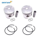2pcs 8M0103789 Piston Kit STD 803678A1 Ring Set For Mercury Outboard 2T 15-18HP