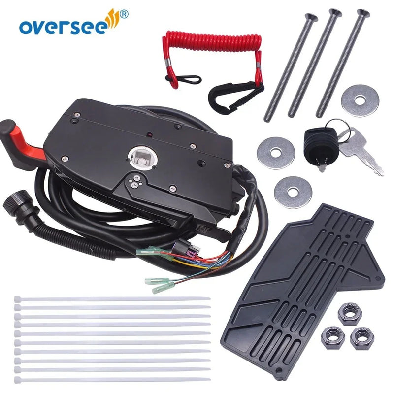 Oversee Marine 881170A13 Caja de control remoto con cable de 14 pines y 15 pies, reemplazo de montaje lateral para motor fueraborda Mercury de 2 tiempos