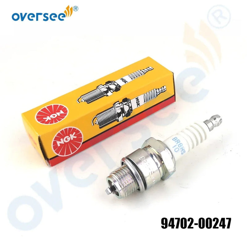 Oversee marine 94702-00247 Bujía (BR8HS-10) para motor fueraborda Yamaha de 2 tiempos 20-250HP