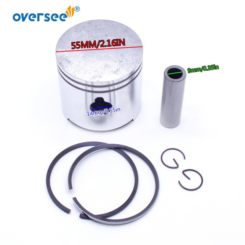 369-00001 and 351-00011 Piston & Piston Ring For Tohatsu Mercury Mariner 4HP-5HP Outboard Engine 2 Stroke Marine Parts