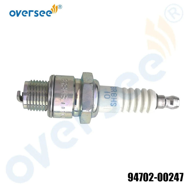 Oversee marine 94702-00247 Bujía (BR8HS-10) para motor fueraborda Yamaha de 2 tiempos 20-250HP