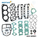 6H4-W0001-01 Powerhead Gasket Kit Replaces For Yamaha Outboard Engine 3 Cylinder