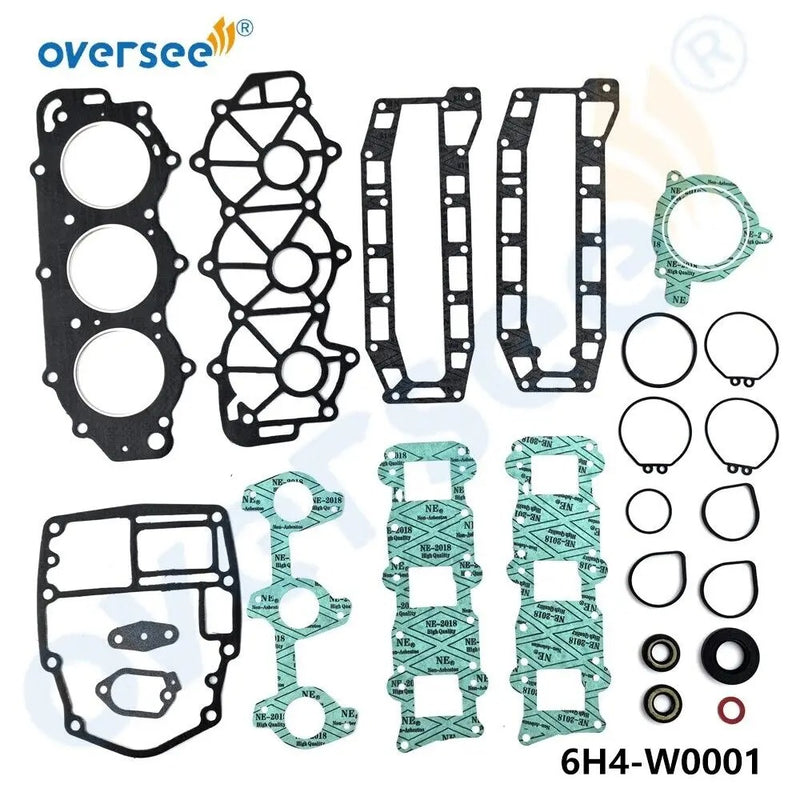Oversee Marine 6H4-W0001-01 Kit de juntas de cabezal de potencia de repuesto para motor fueraborda Yamaha de 2 tiempos y 3 cilindros