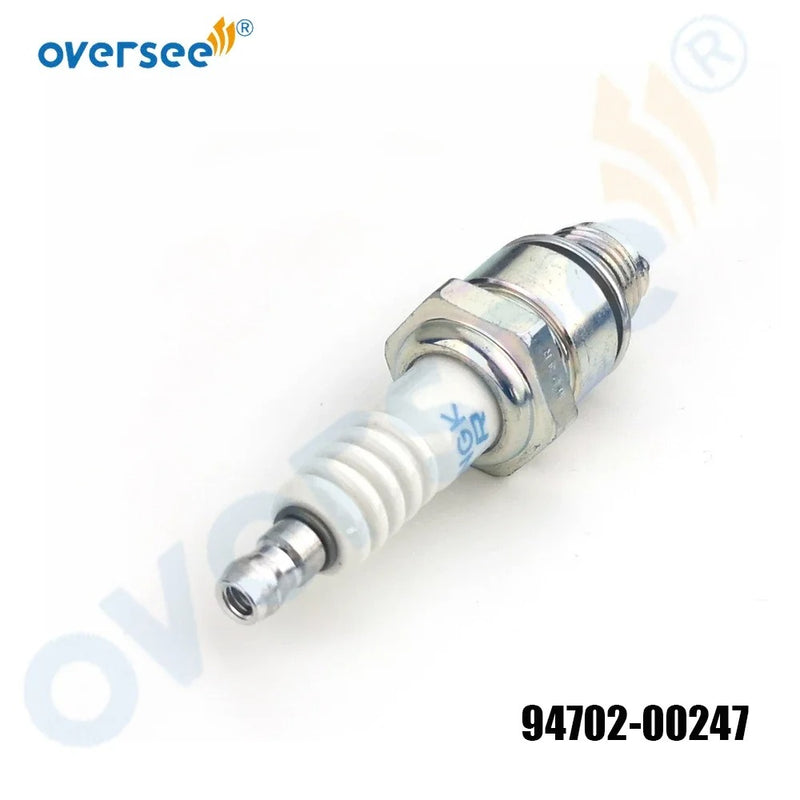 Oversee marine 94702-00247 Bujía (BR8HS-10) para motor fueraborda Yamaha de 2 tiempos 20-250HP