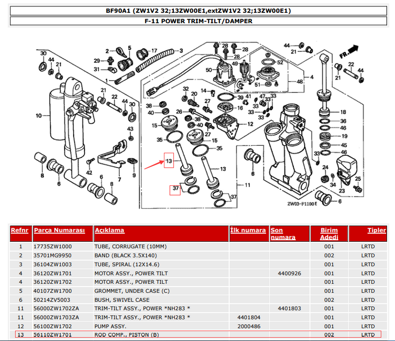 Topreal 2 uds 56110-ZW1-701 subpistón embellecedor para HONDA 90-250HP fueraborda 56115ZW1703 