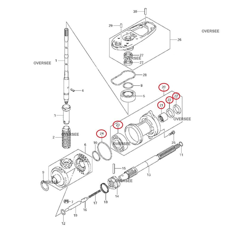 Supervise el conjunto del eje de hélice de la carcasa 56120-94321-0EP para fueraborda Suzuki D40A 50A 60A