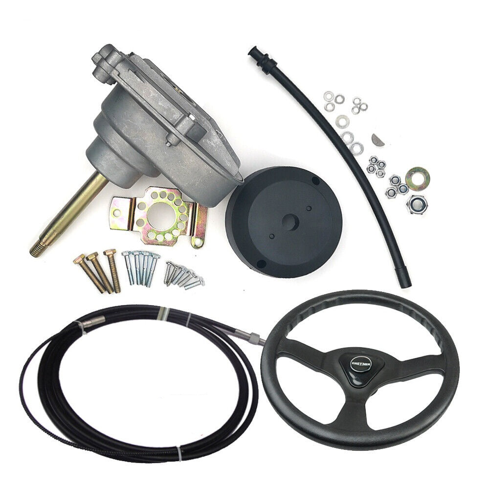 12FT Planetary Gear Outboard Marine Steering Helm With Boat Steering Cable Wheel