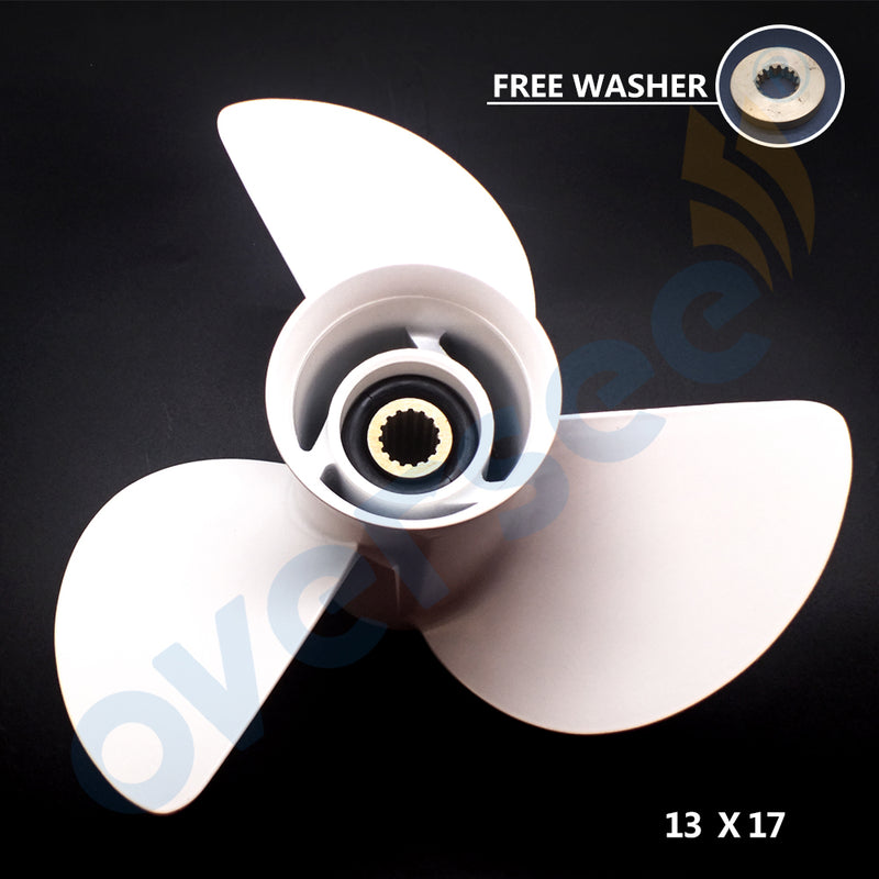 Hélice fueraborda de aluminio 58130-ZW1-017AH para motor fueraborda Honda 75/80/90/100/115/130hp (13 x 17" 3 palas)
