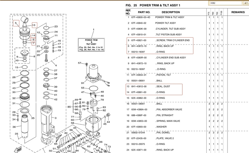 Oversee Marine 67F-43821-00 Reemplazo del conjunto de tornillos para Yamaha 70HP 80HP 90HP 100HP Trim Tilt Assy motor fueraborda de 2 tiempos y 4 tiempos