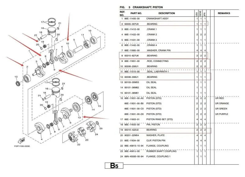 66E-11651-00 Crankshaft Rebuild Kit For Yamaha GP800 Conecting Rod 66E-11651-00