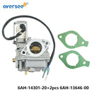 6AH-14301-20 Marine Carburetor Assy And 2pcs 6AH-13646 Gaskets For 4 Stroke 15HP 20HP YAMAHA PARSUN Outboard Motor 6AG-14301