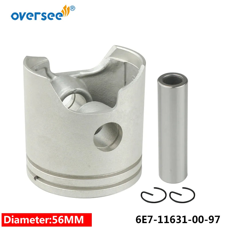Oversee Marine 6E7-11631-00 Piston Kit Std With Piston Ring For Yamaha 2T Outboard Parts 9.9 15HP 682 684 63V 63W series D56mm 6E7-11631 ParsunMarine