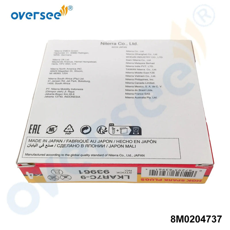 8M0204737 Spark Plug LKAR7C-9 for Mercury 400HP 400HP 5.7L V10 Outboard Engine (Original)