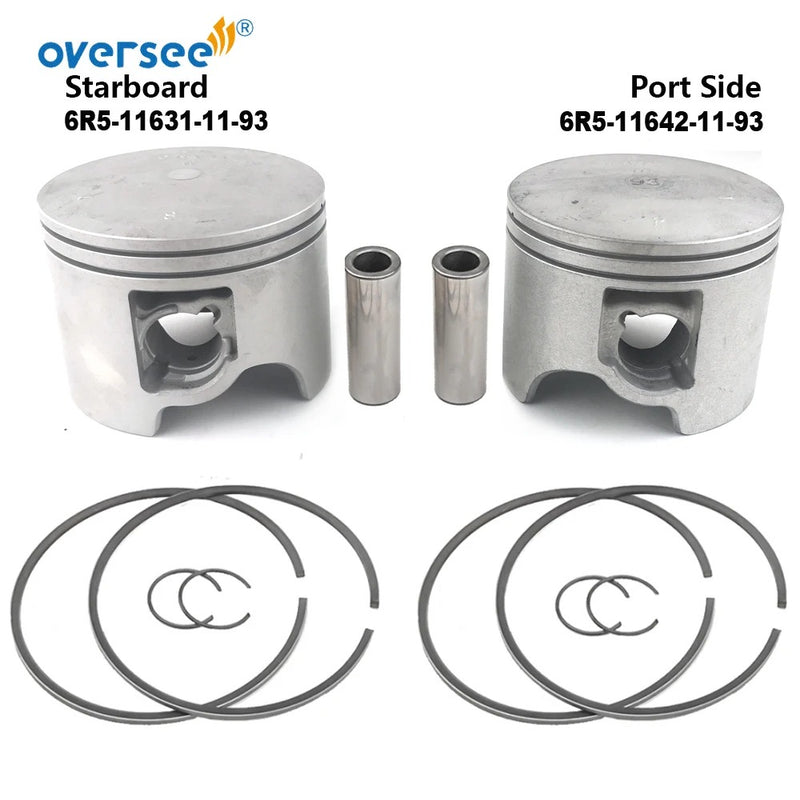 6R5-11631-11-93 + 6R5-11642-11-93 Piston Kit STD For Yamaha 2-Stroke 115HP 130HP Outboard Engine (90mm)