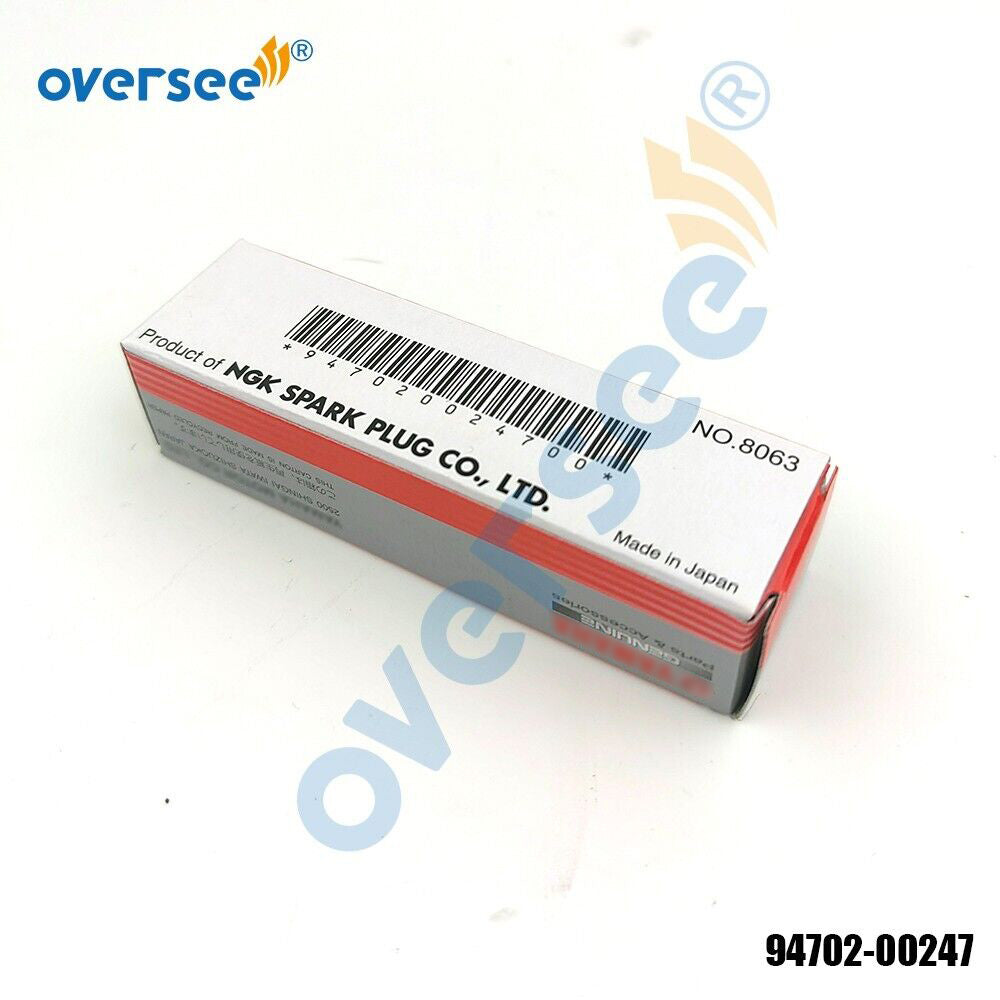 Oversee marine 94702-00247 Spark Plug (BR8HS-10) For Yamaha 2-stroke 20-250HP Outboard Engine
