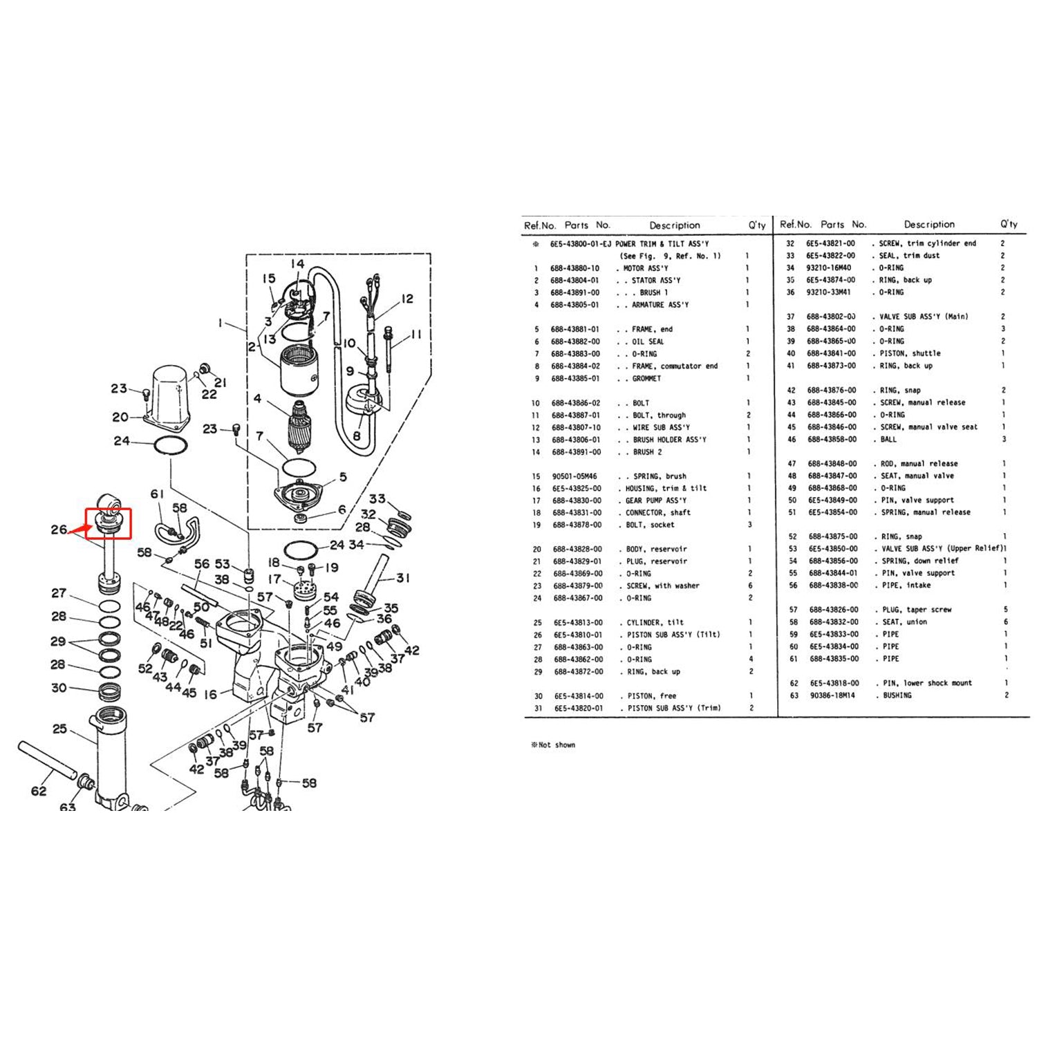 6e5-43810 Tilt Trim Cap Assy for Yamaha outboard motor old series 6e5 6g5 6g4 6g6 115hp 175hp 200hp 6e5-43810-01 688-43810