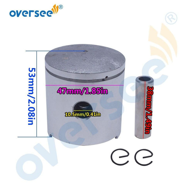 Oversee Marine T3.6-04020001; 309-00001-0 47mm Piston Kit Std Replacement For Tohatsu Parsun 2.5HP 3.5HP 3.6HP 2 Stroke Outboard Engine | oversee marine