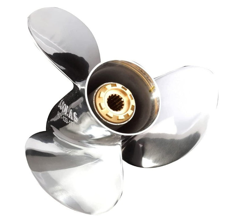 9431-133-17 replacement for SOLAS For Suzuki Rubex NS3 Stainless Steel 3-Blade Propeller - RH, 13.25" Diameter x 17" Pitch Top Real