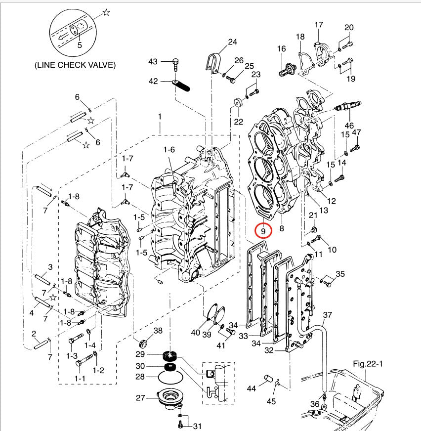 Oversee Marine 3F3-01005 Head Gasket Replacement For Tohatsu 60HP 70HP M60C M70C 2 Stroke Outboard Engine Oversee Marine Store