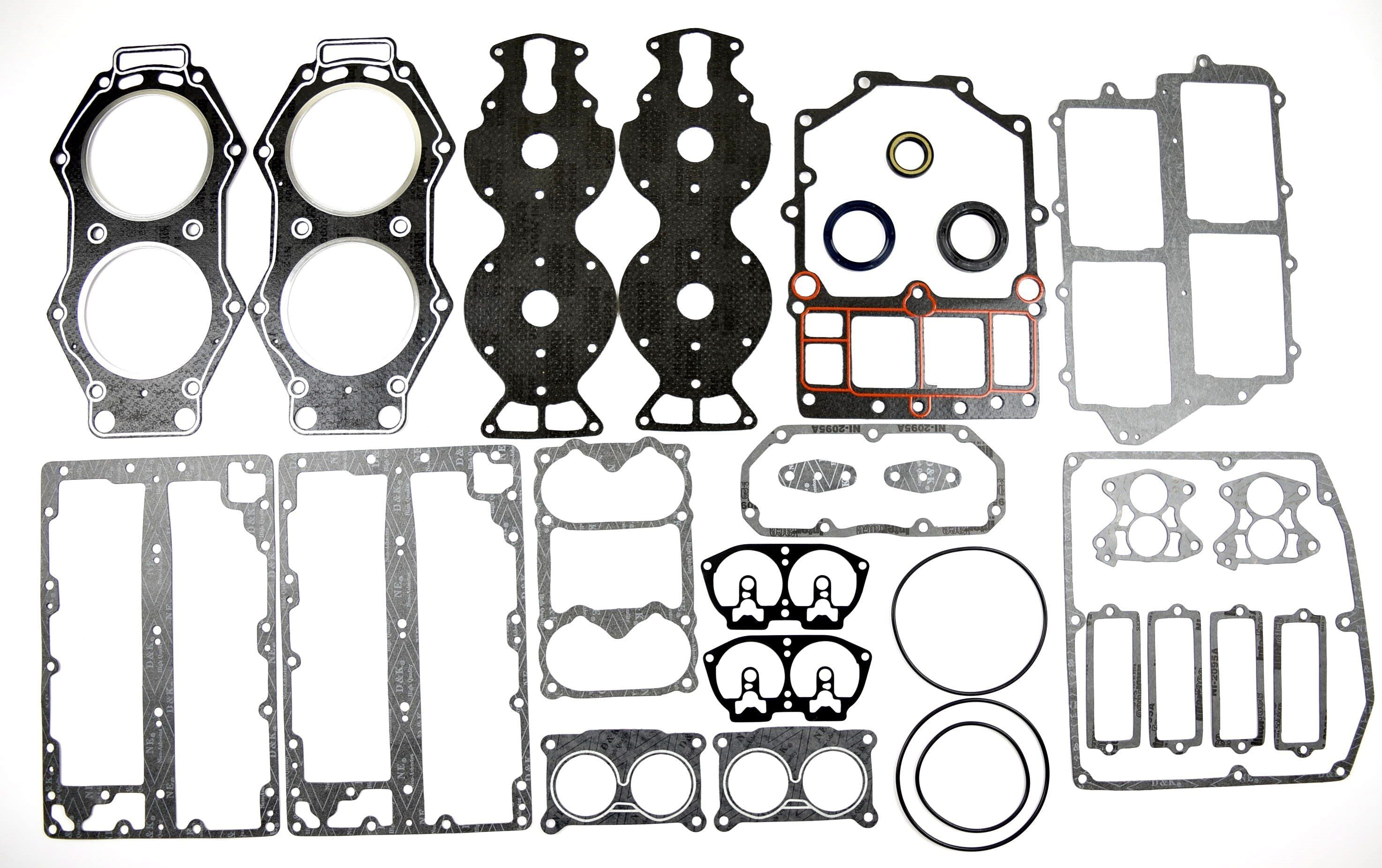 Oversee Marine 6E5-W0001; 6E5-W0001-01; 6E5-W0001-A2; 6F3-W0001 Power Head Gasket Kit Replacement For Yamaha V4 100-130HP 2 Stroke Outboard Engine Top Real