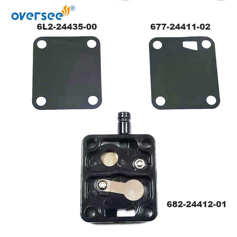 Oversee Marine 6L2 Fuel Pump Repair Kit Included 682-24412 Body 677-24411 and 6L2-24435 Diaphragm Replacement For Yamaha 20HP 25HP 2 Stroke Outboard Engine Top Real